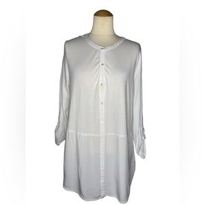 J.Jill Button Front Tunic Longsleeve Top White